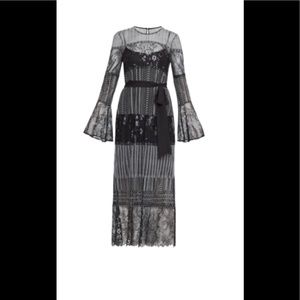 BCBG MAXAZRIA Metallic Lace MIDI Dress